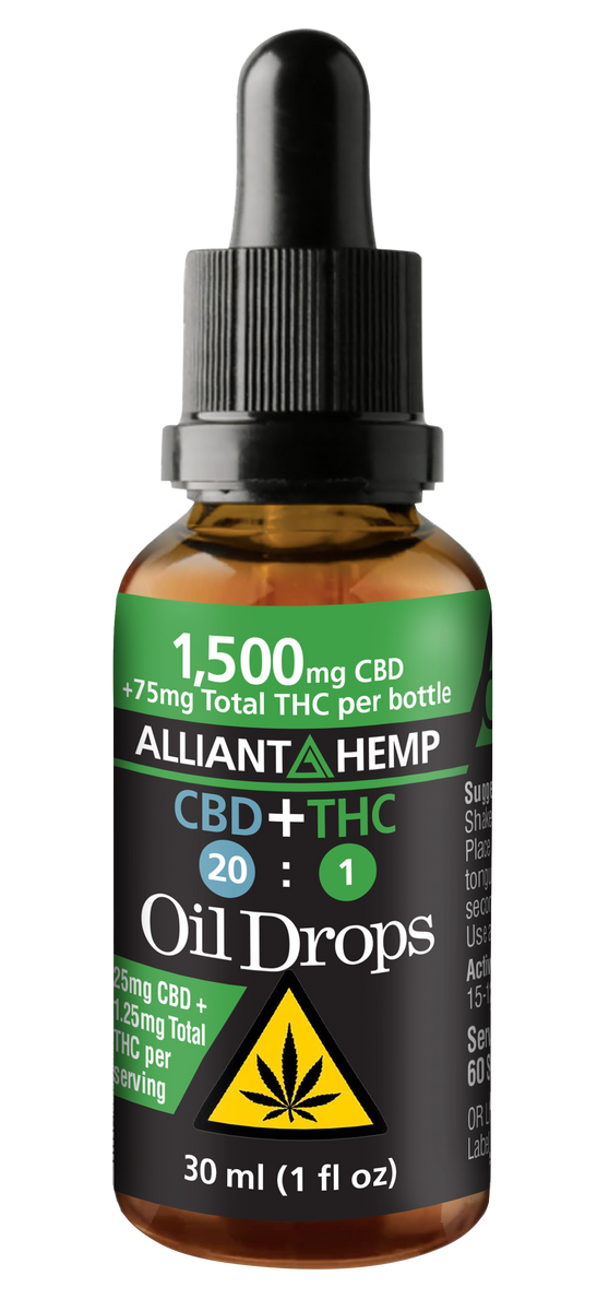 20:1 CBD + THC Oil Drops | 6,000 mg CBD per 30 ml – Alliant Hemp LLC