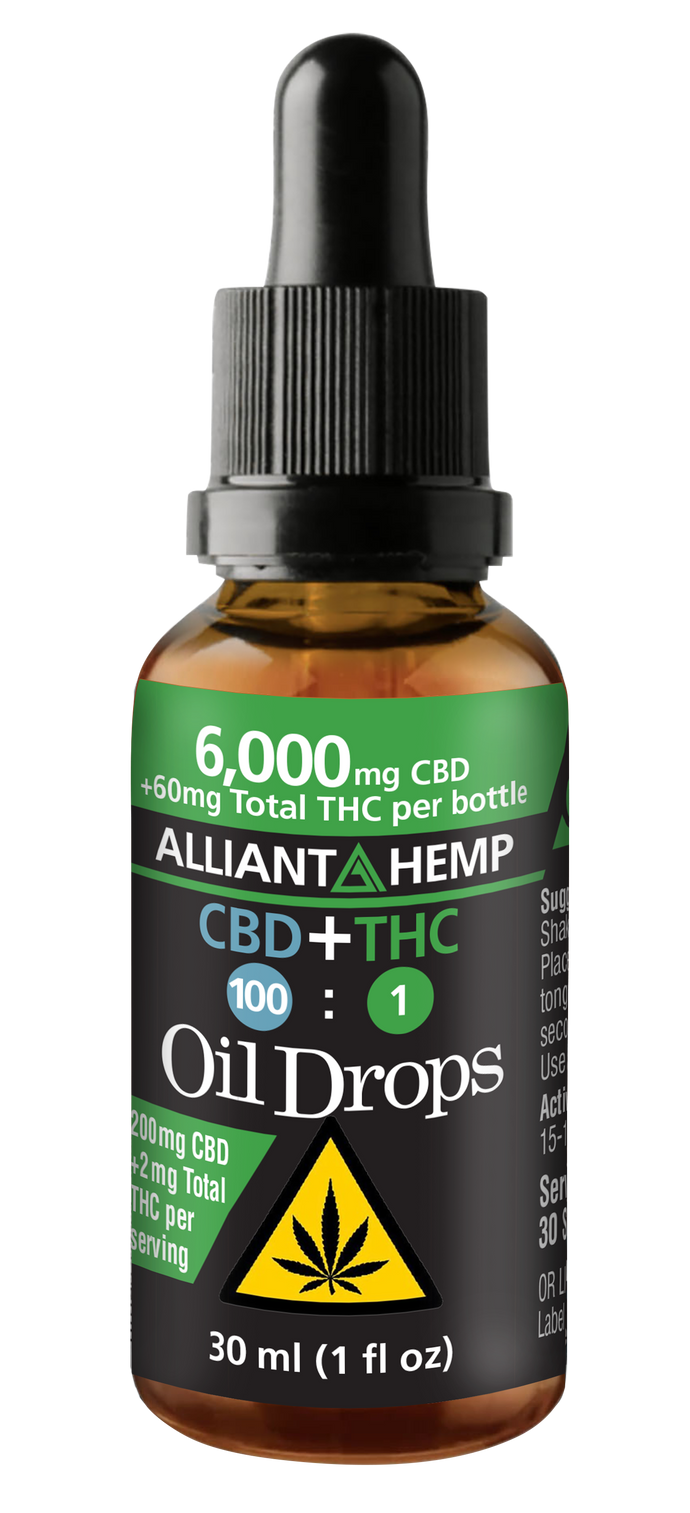 100:1 CBD + THC Oil Drops | 6,000 mg CBD Hemp Oil – Alliant Hemp LLC