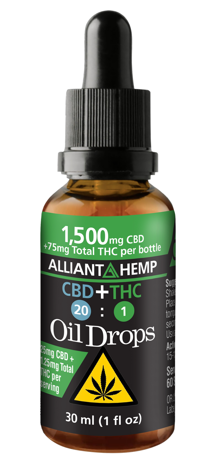 20:1 CBD + THC Oil Drops | 6,000 mg CBD per 30 ml – Alliant Hemp LLC