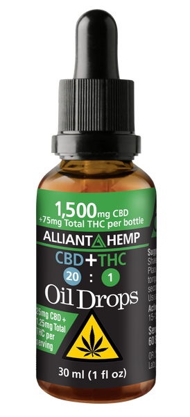 20:1 CBD + THC Oil Drops | 6,000 mg CBD per 30 ml – Alliant Hemp LLC
