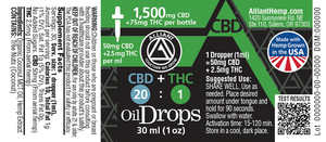 50 mg CBD + 2.5 mg THC per ml Full-Spectrum CBD Oil Drops