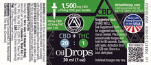 Load image into Gallery viewer, CBD+THC 20:1 Oil Drops
