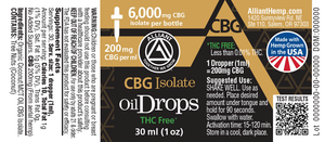 200 mg CBG per ml CBG Isolate Oil Drops