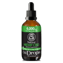 Load image into Gallery viewer, 6,000 mg Full Spectrum Oil Drops 120 ml. Image of Bottle. 50 mg CBD and 2.5 mg THC per ml.
